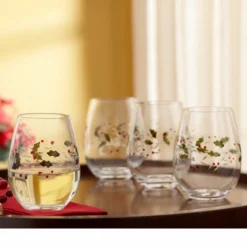 Winterberry® Set of 4 Stemless Wine Glasses