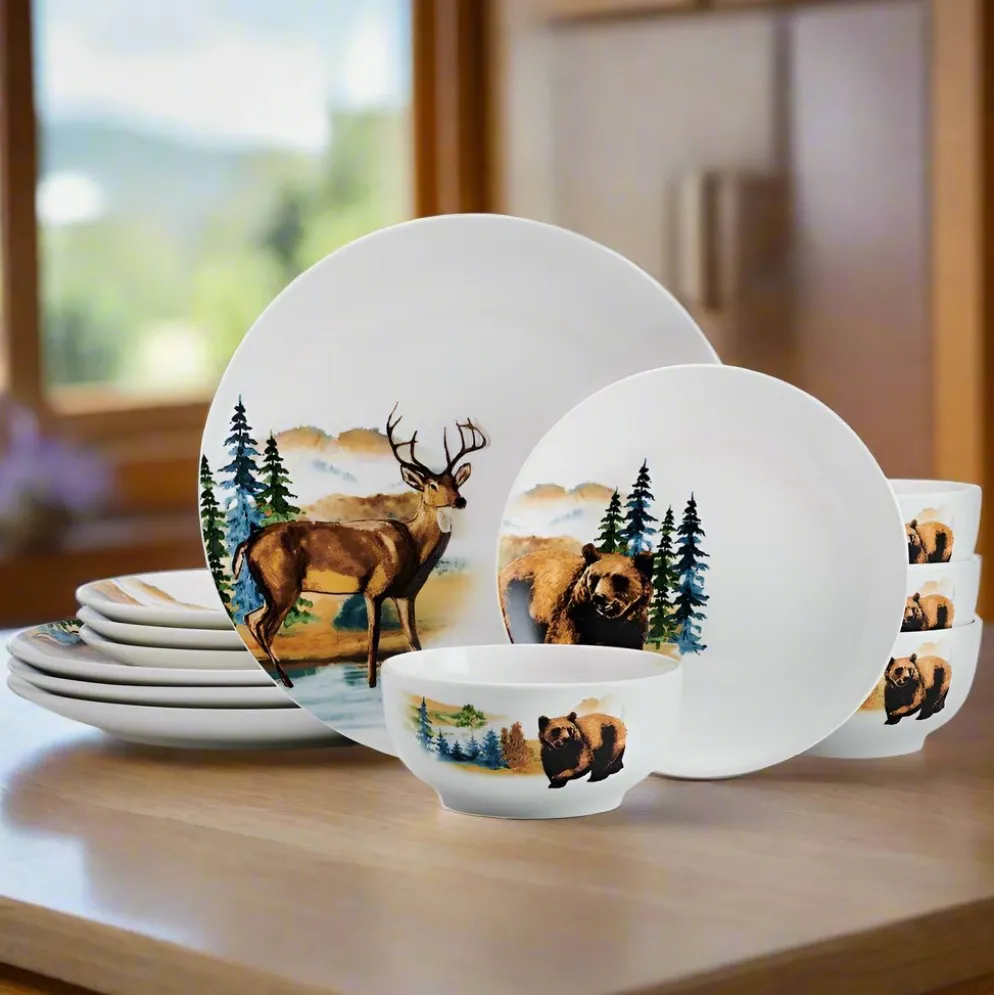 Woodland Animals 12 Piece Dinnerware Set, Service for 4