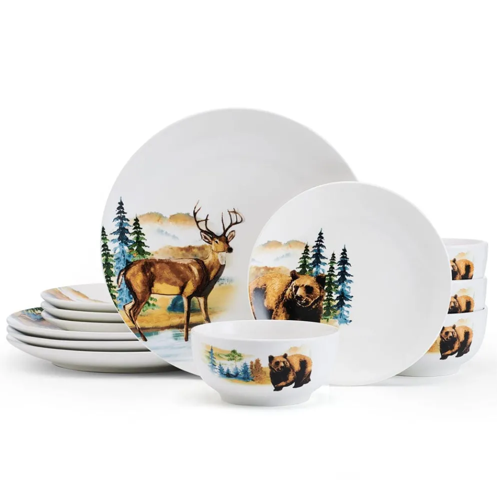 Woodland Animals 12 Piece Dinnerware Set, Service for 4