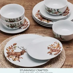Woodland Wonders 12 Piece Dinnerware Set, Service for 4