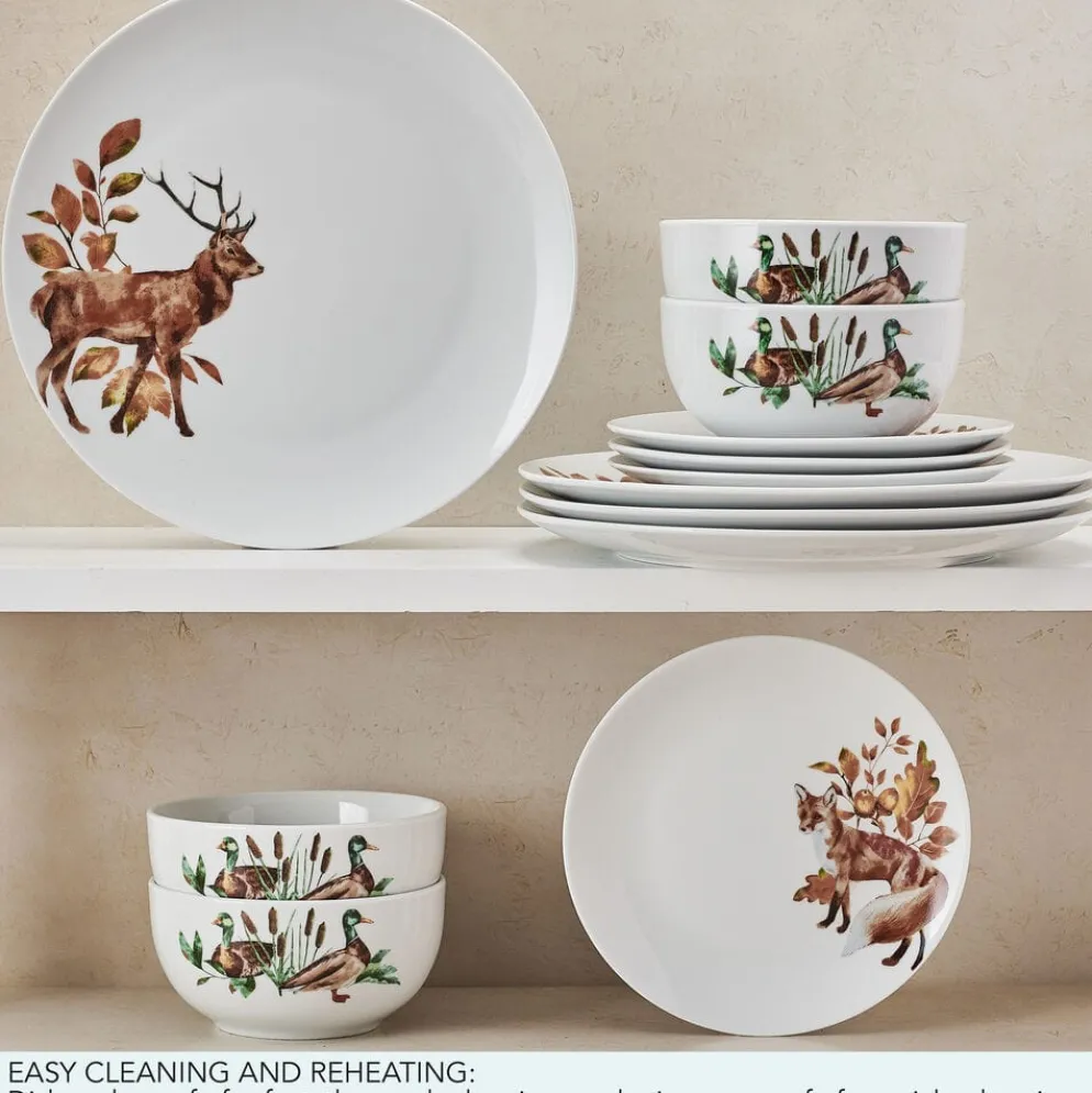Woodland Wonders 12 Piece Dinnerware Set, Service for 4