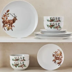Woodland Wonders 12 Piece Dinnerware Set, Service for 4